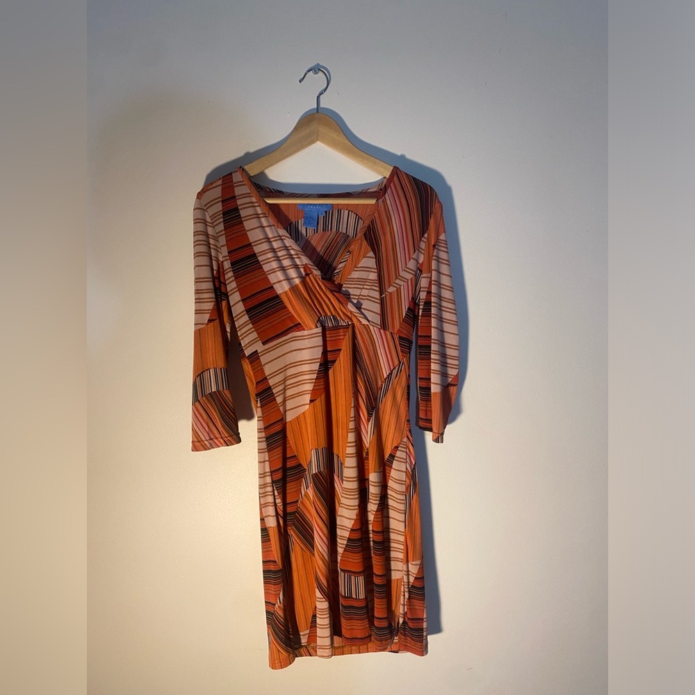 Doncaster Orange Gray Sundress with Dolman Sleeves